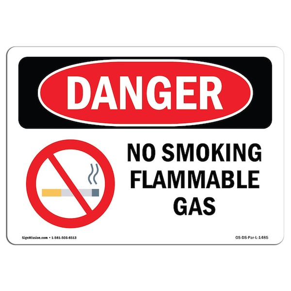 Safety Sign, OSHA Danger, 18" Height, 24" Width, Aluminum, No Smoking Flammable Gas, Landscape
